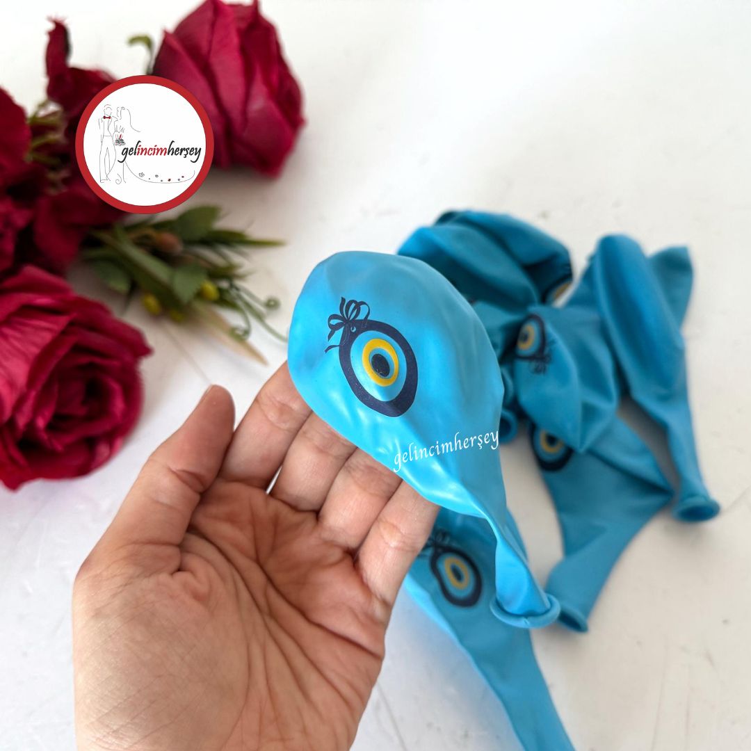 Gelincimherşey10luBalon12inchNazarBoncukluAçıkMavi