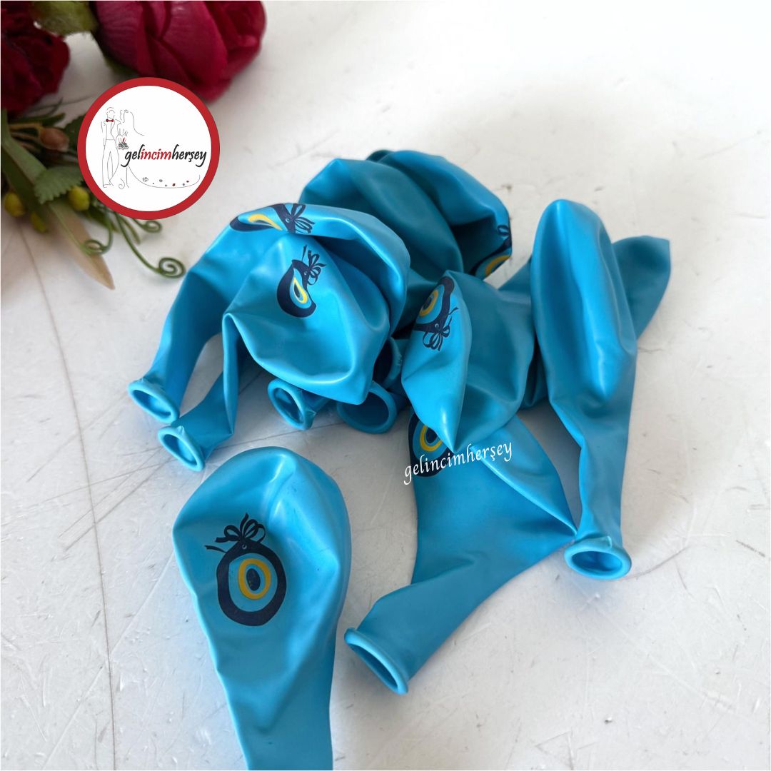 Gelincimherşey10luBalon12inchNazarBoncukluAçıkMavi1