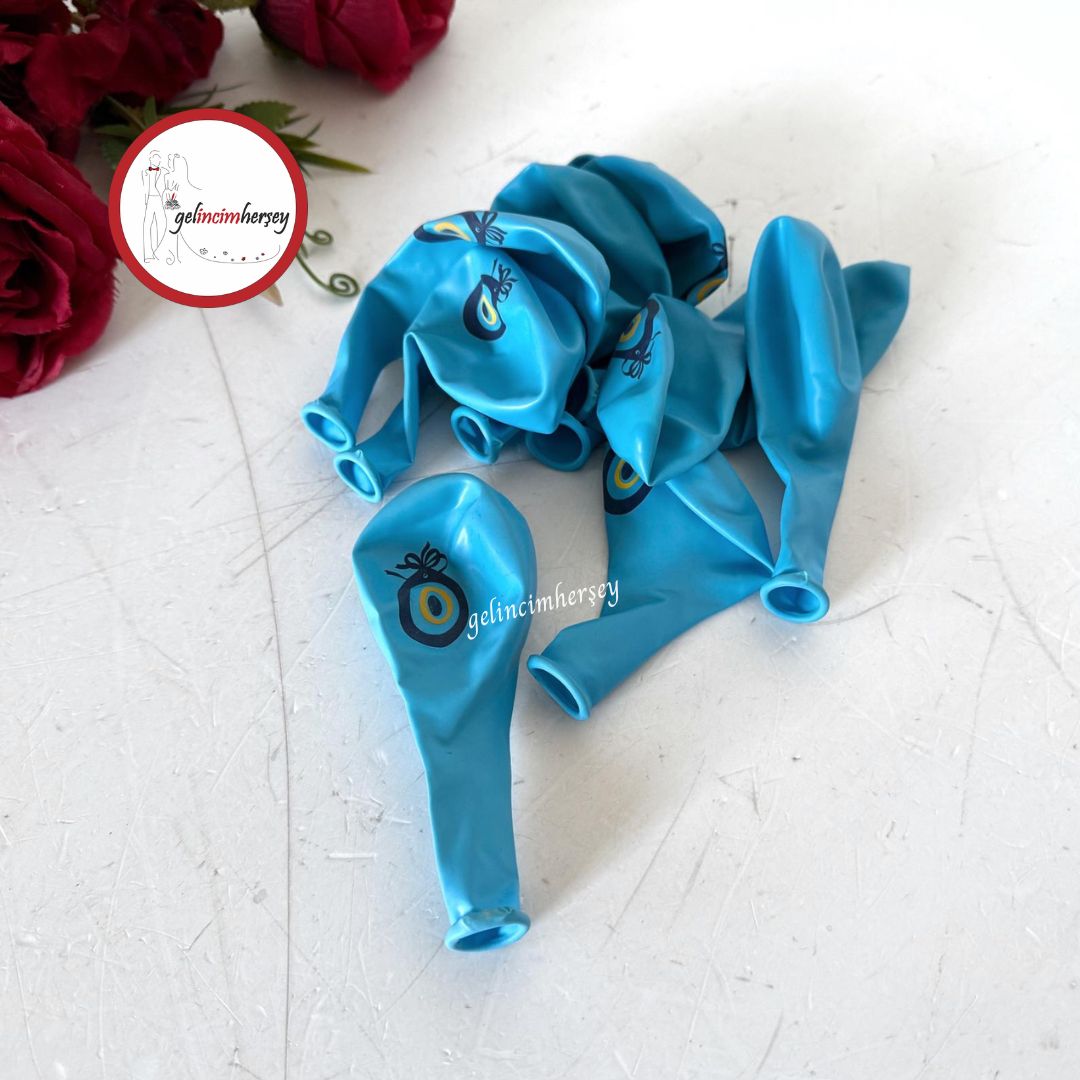 Gelincimherşey10luBalon12inchNazarBoncukluAçıkMavi2