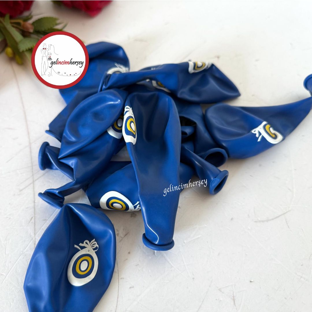 Gelincimherşey10luBalon12inchNazarBoncukluKoyuMavi1