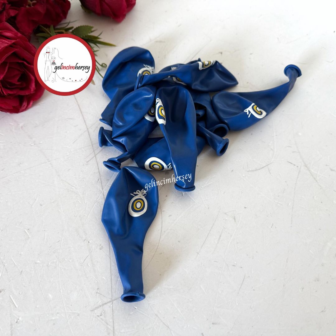 Gelincimherşey10luBalon12inchNazarBoncukluKoyuMavi2