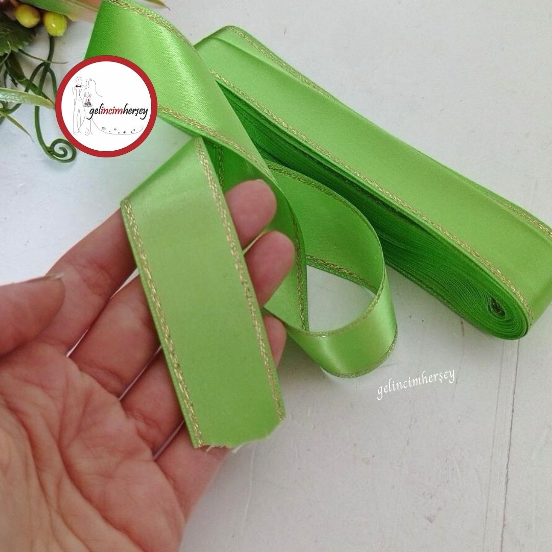 Gelincimherşey3cmSatenKurdeleSimŞeritliFıstıkYeşili