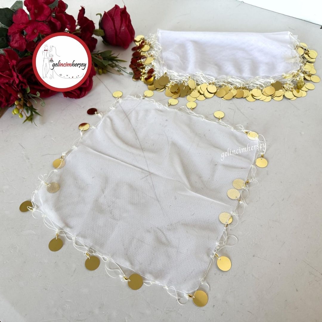 GelincimherşeyBüyükPulluTülKumaşHalayMendiliBeyazAltın