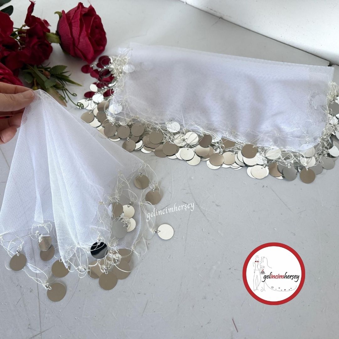 GelincimherşeyBüyükPulluTülKumaşHalayMendiliBeyazGümüş1