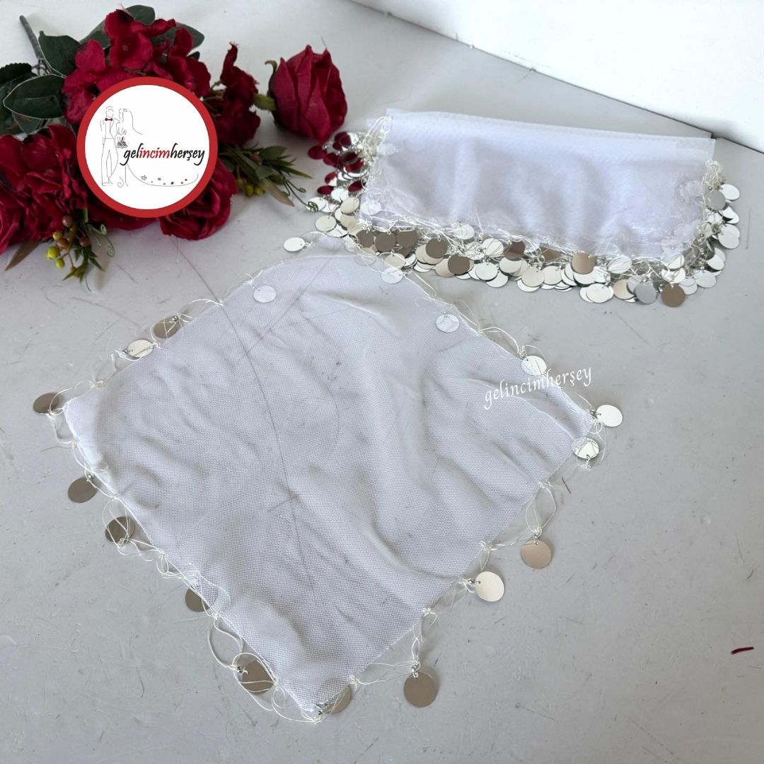 GelincimherşeyBüyükPulluTülKumaşHalayMendiliBeyazGümüş2