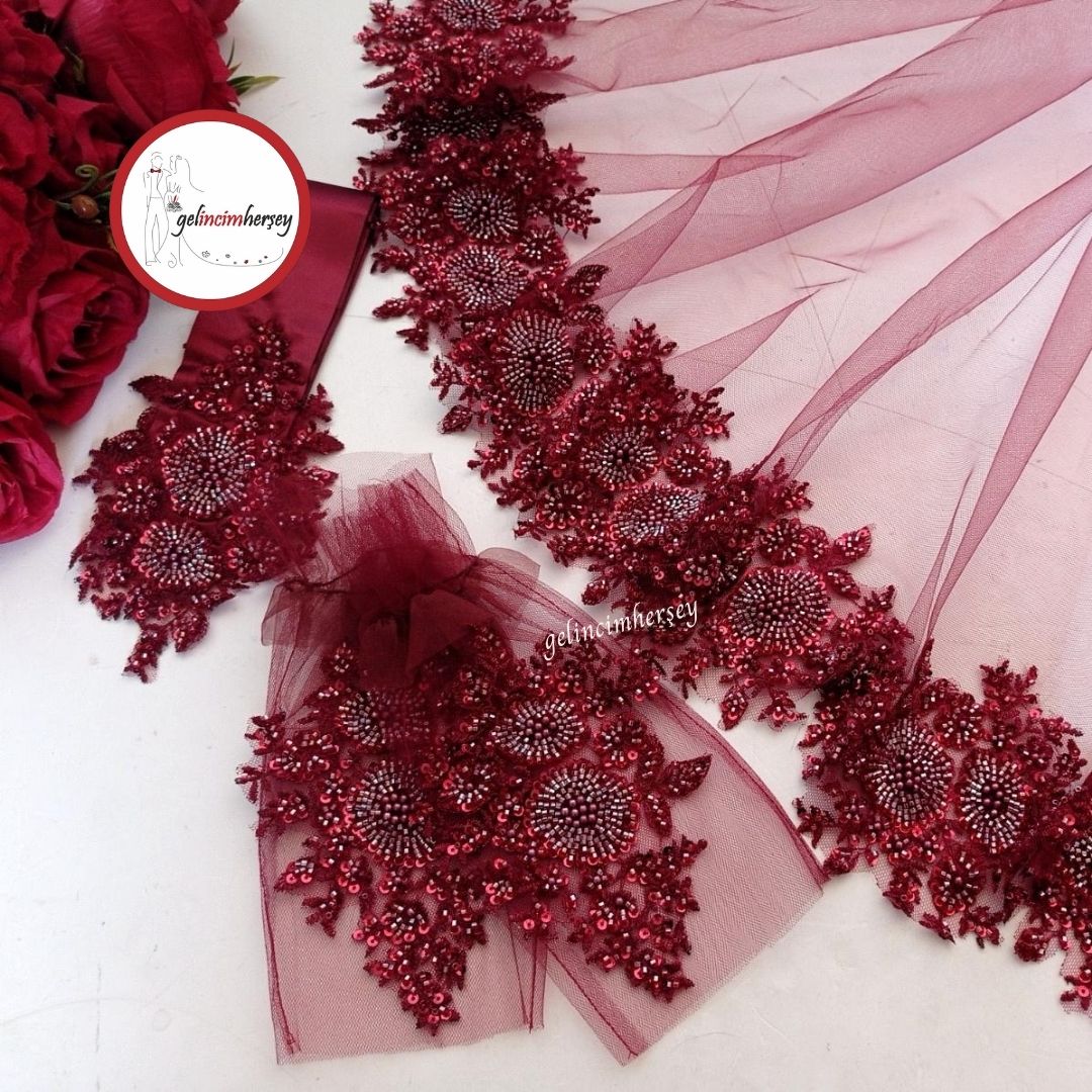 GelincimherşeyHürremVip1BoncukluDantelliGelinDuvakSetiBordo1