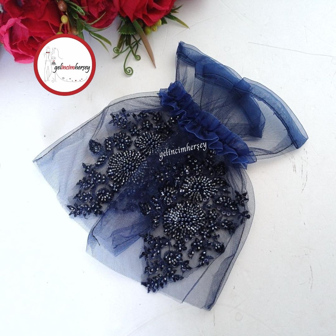 GelincimherşeyHürremVip1BoncukluDantelliGelinDuvakSetiLacivert2