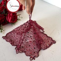 Gelincimherşey Kristal Boncuk İşlemeli Gelin Halay Mendili - BORDO