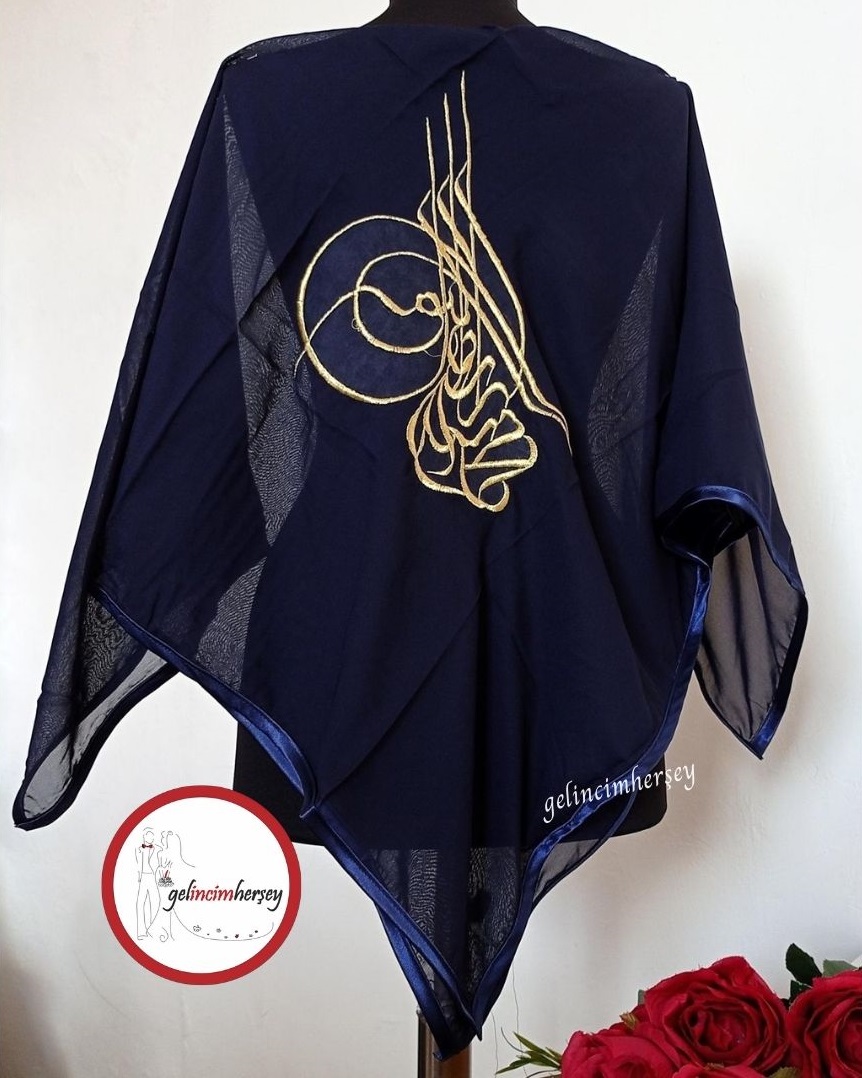 GelincimherşeyLacivertŞifonKumaşBiyeliTuğraNakışlıDamatDuvağıAltın2