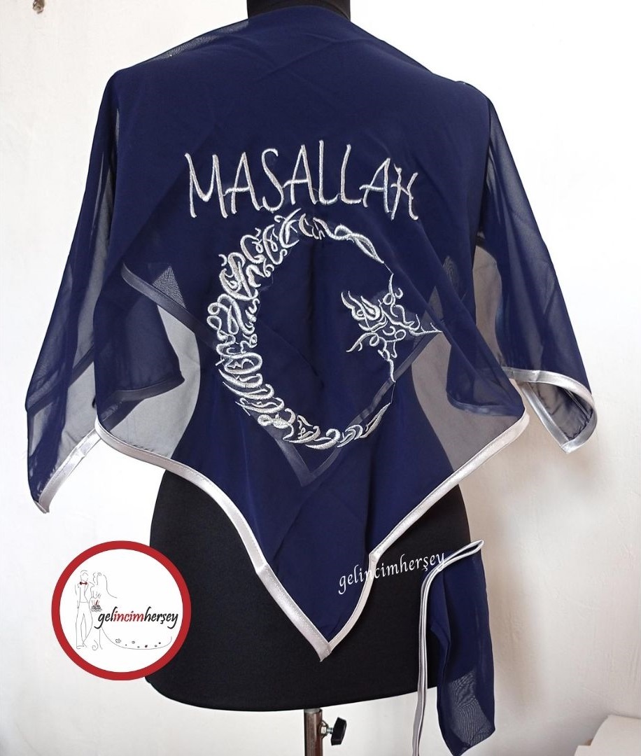 GelincimherşeyMaşallahNakışlıŞifonSünnetÇocuğuDuvağıLacivert-Gümüş