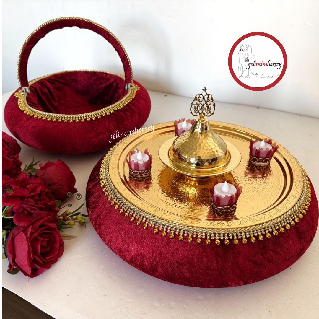 GelincimherşeySaraylıKınaSepetiveKınaTepsisiBordo