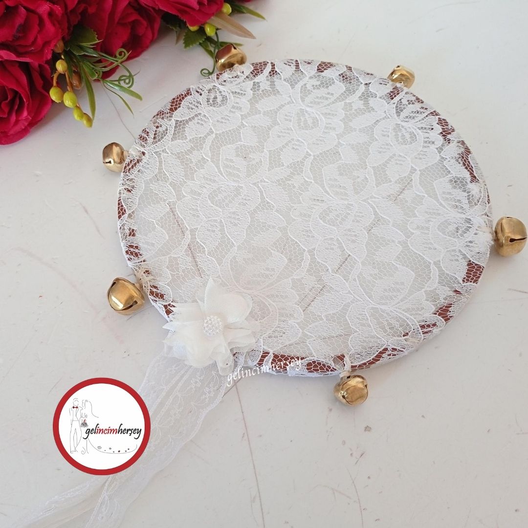 GelincimherşeyZilliKurdeleSüslemeliDantelliKınaGecesiDantelTefBeyaz