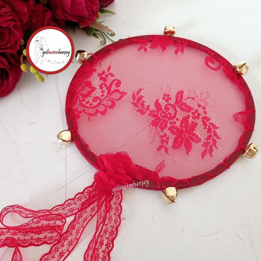 GelincimherşeyZilliKurdeleSüslemeliDantelliKınaGecesiDantelTefKırmızı2