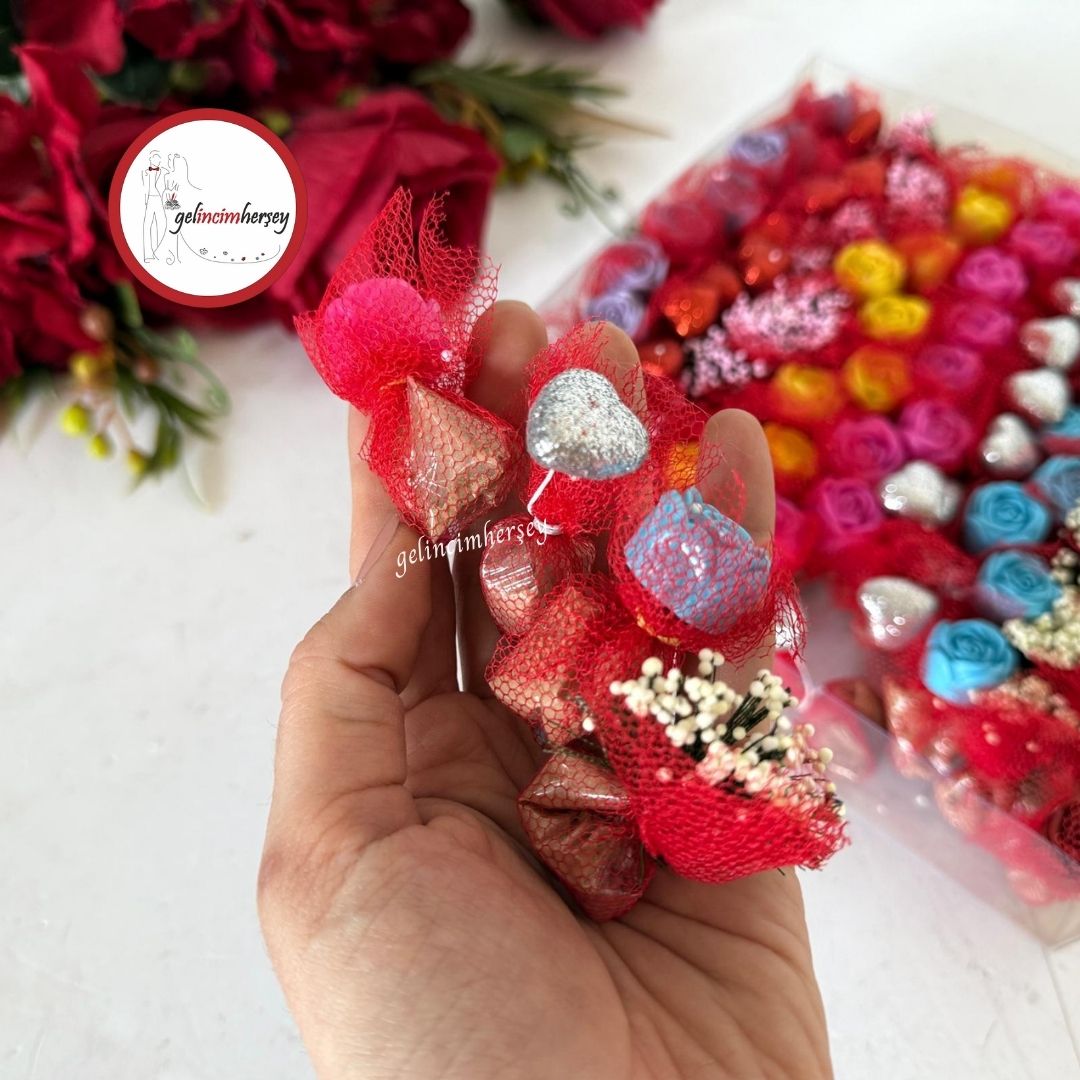 Gelincimherşey100’lüKarışıkRenkliÇiçekliKalpliPıtırcıklıHediyelikKına2