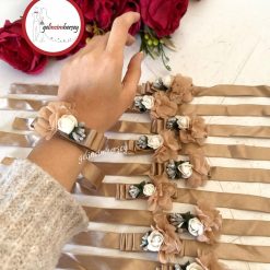 Gelincimherşey 10’lu Kumaş Çiçekli Nedime Bilekliği - BEJ