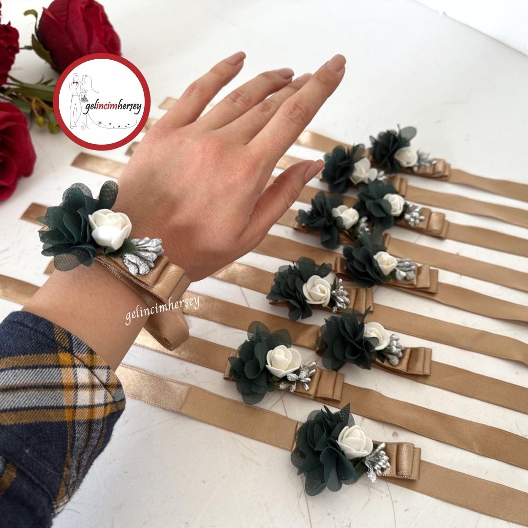 Gelincimherşey10’luKumaşÇiçekliNedimeBilekliğiZümrütYeşil2