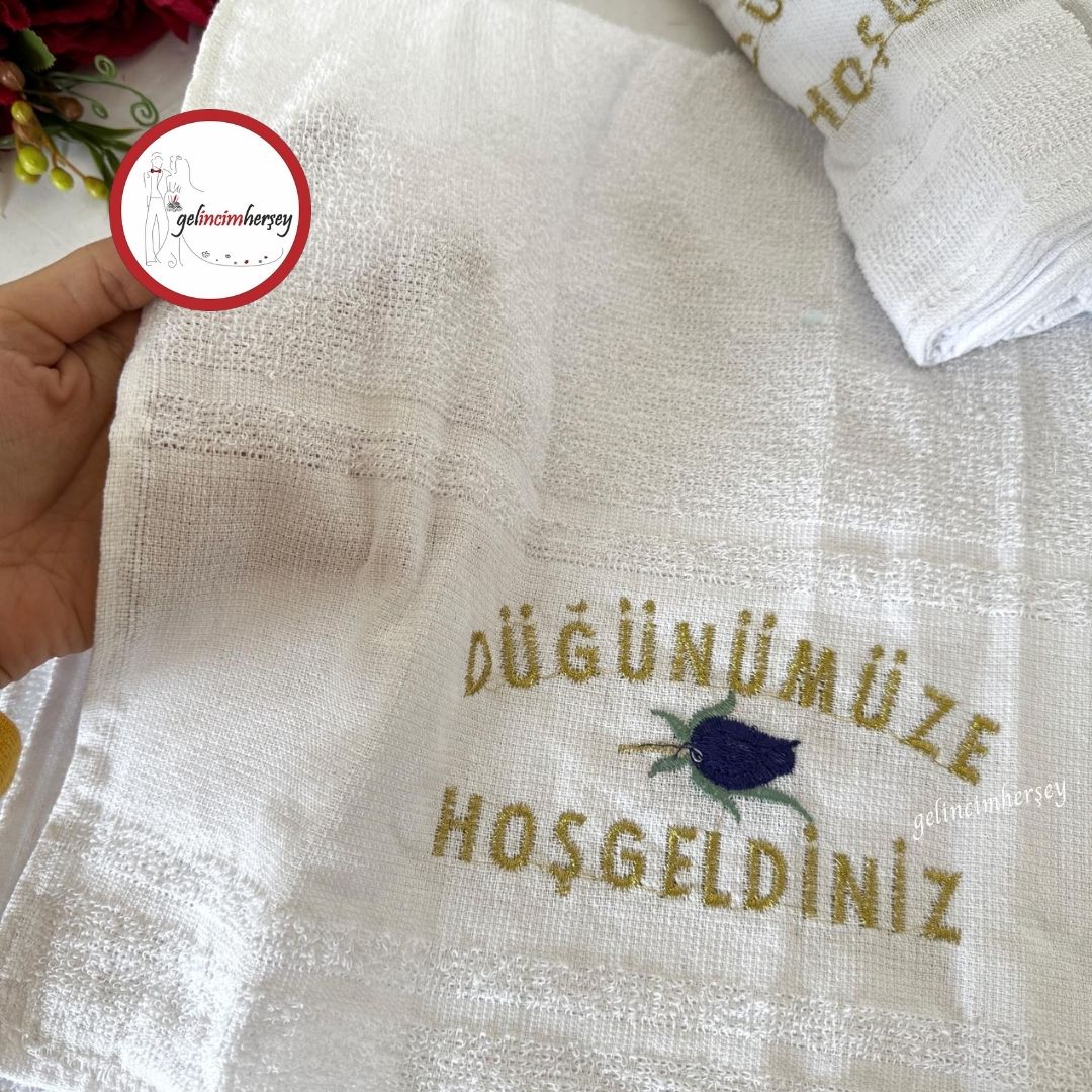 Gelincimherşey12'liDüğünümüzeHoşgeldinizNakışİşlemeDüğünArabaKonvoyHavlusuÇiçekDesen