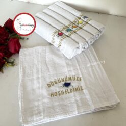 Gelincimherşey 12'li Düğünümüze Hoşgeldiniz Yazılı Nakış İşleme Düğün Araba Konvoy Havlusu