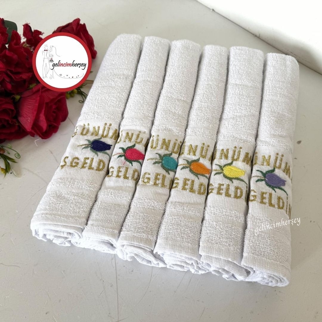 Gelincimherşey12'liDüğünümüzeHoşgeldinizNakışİşlemeDüğünArabaKonvoyHavlusuÇiçekDesen2