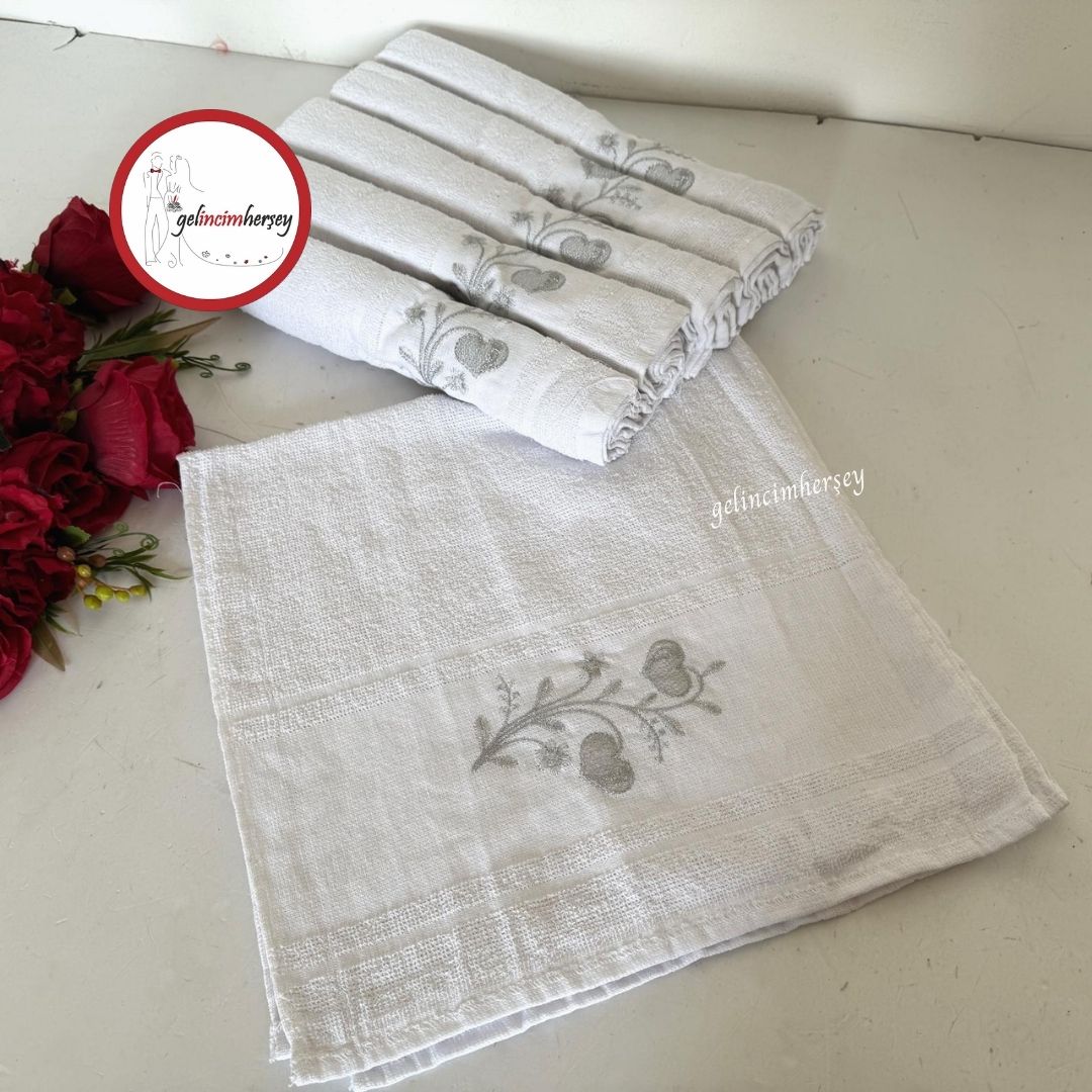 Gelincimherşey12'liNakışİşlemeDüğünArabaKonvoyHavlusuGümüş1