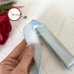 Gelincimherşey 3 cm Simli Saten Kurdele - BEBE MAVİSİ