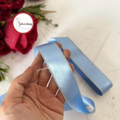 Gelincimherşey 3 cm Simli Saten Kurdele - MAVİ