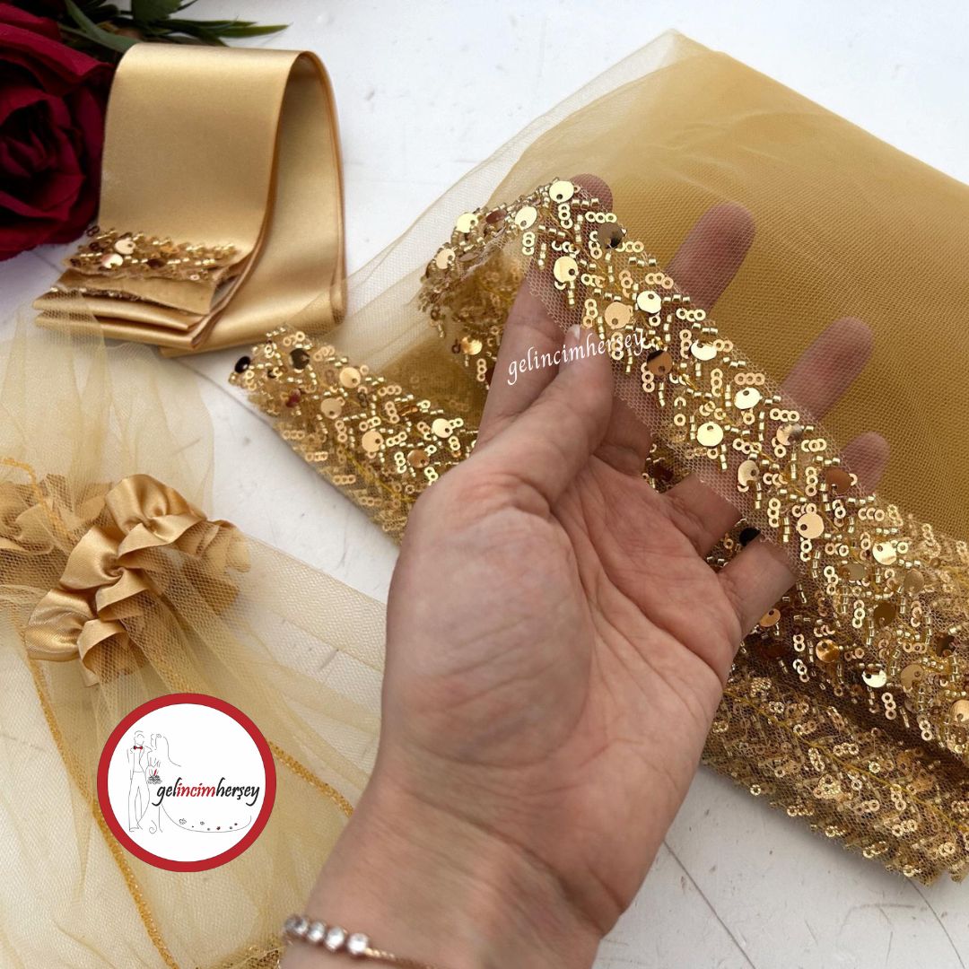 GelincimherşeyBoncukluPayetliSuYoluDuvakSetiAltın