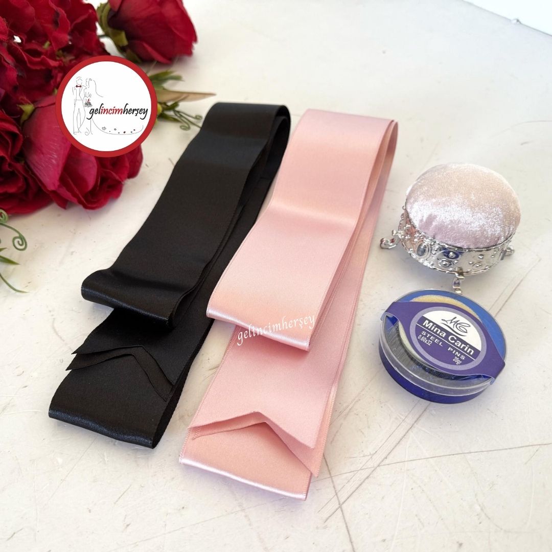 GelincimherşeyGelinDamatTakıMerasimiiçinSadeTakıKurdelesiİğneveİğneliksetSiyah-Pudra1