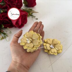Gelincimherşey 2'li Lastikli Gül Model Saten Kumaşlı Pamuklu Gelin El Gülü - ALTIN