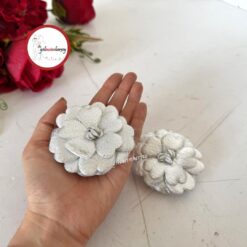 Gelincimherşey 2'li Lastikli Gül Model Saten Kumaşlı Pamuklu Gelin El Gülü - GÜMÜŞ