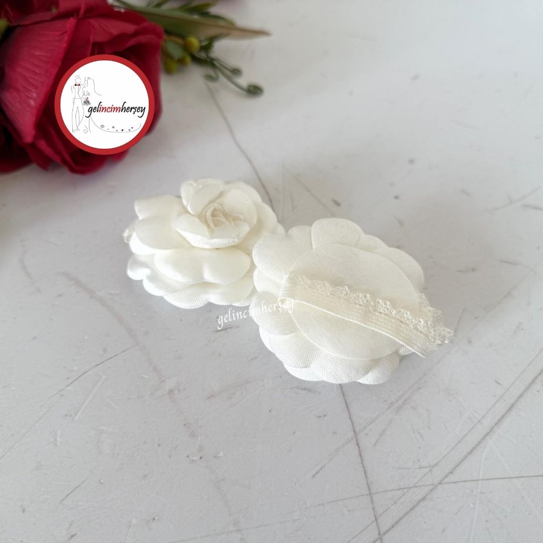 Gelincimherşey2liLastikliGülModelSatenKumaşlıPamukluGelinElGülüKrem