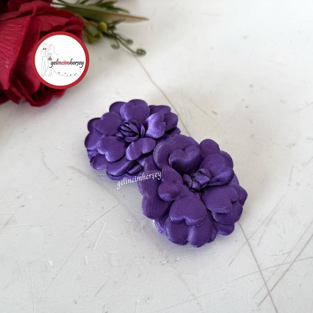 Gelincimherşey2liLastikliGülModelSatenKumaşlıPamukluGelinElGülüMor