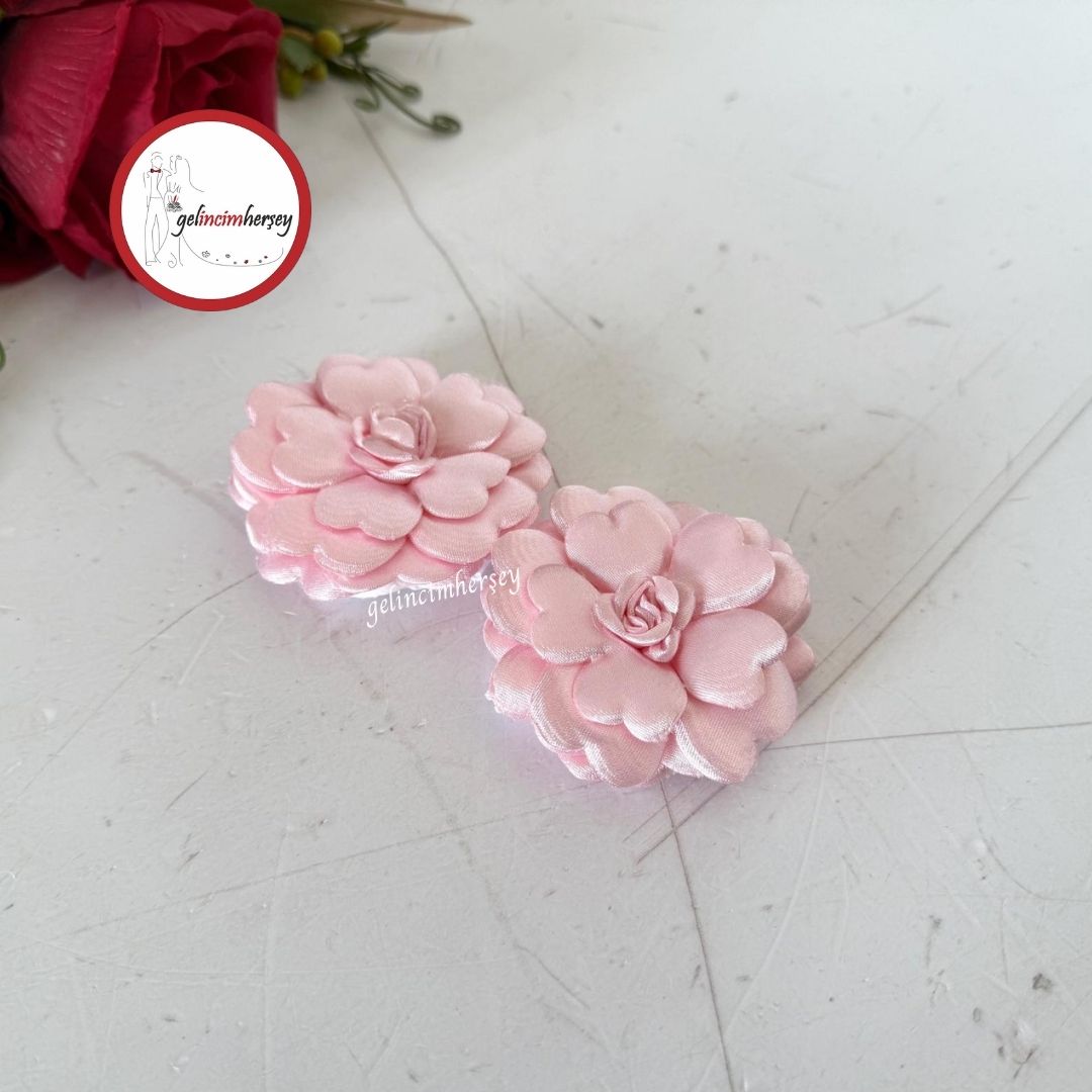 Gelincimherşey2liLastikliGülModelSatenKumaşlıPamukluGelinElGülüPembe