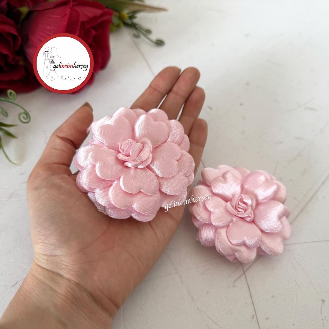 Gelincimherşey2liLastikliGülModelSatenKumaşlıPamukluGelinElGülüPembe2