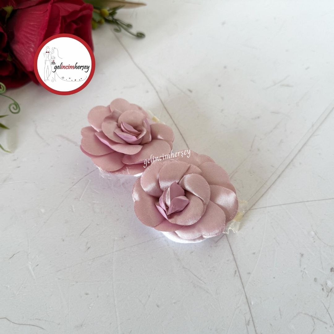 Gelincimherşey2liLastikliGülModelSatenKumaşlıPamukluGelinElGülüPudra