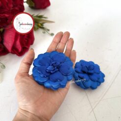 Gelincimherşey 2'li Lastikli Gül Model Saten Kumaşlı Pamuklu Gelin El Gülü - SAKS MAVİ