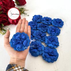 Gelincimherşey 12'li Lastikli Gül Model Saten Kumaşlı Pamuklu Nedime El Gülü - SAKS MAVİ