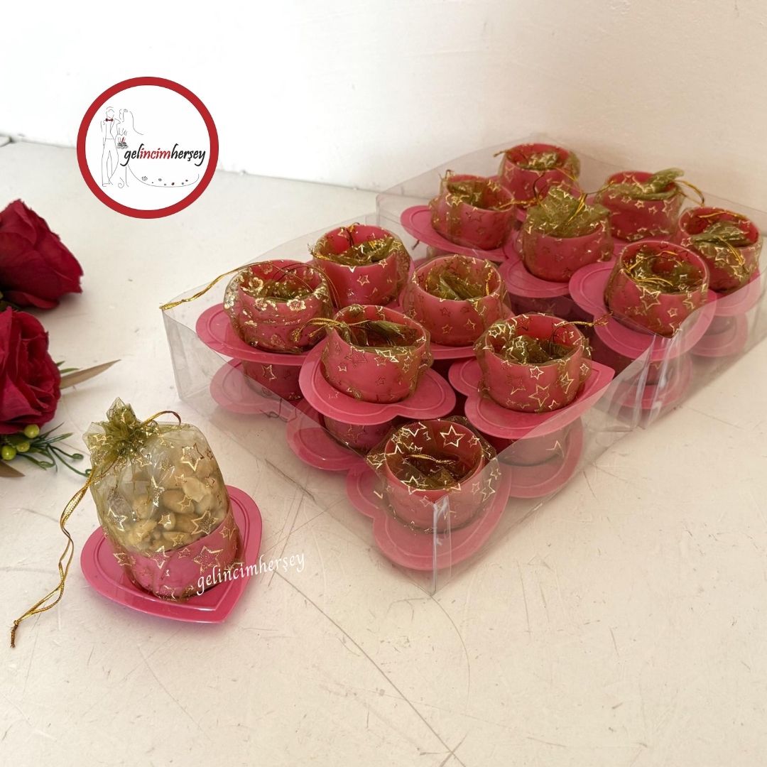 Gelincimherşey24’lüKalpliTabaktaYaldızlıKeseliHediyelikÇerezlikPembeYeşil2