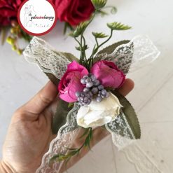 Gelincimherşey Söz Nişan Bohçası Süslemek için İğneli Bohça Süsü - Fuşya Krem