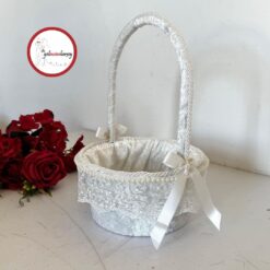 Gelincimherşey Kadife Kaplama Dantel Süslemeli Çiçekçi Kız Düğün Sepeti
