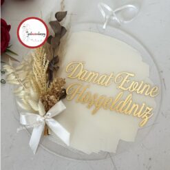 Gelincimherşey Kuru Çiçekli Damat Evine Hoşgeldiniz Kapı Süsü