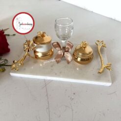 Gelincimherşey Gerçek Mermer Damat Kahvesi Tepsisi - ALTIN