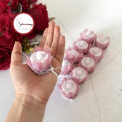 Gelincimherşey 10'lu Fırfır Süslemeli Lastikli Led Işıklı Pilli El Mumu - PUDRA