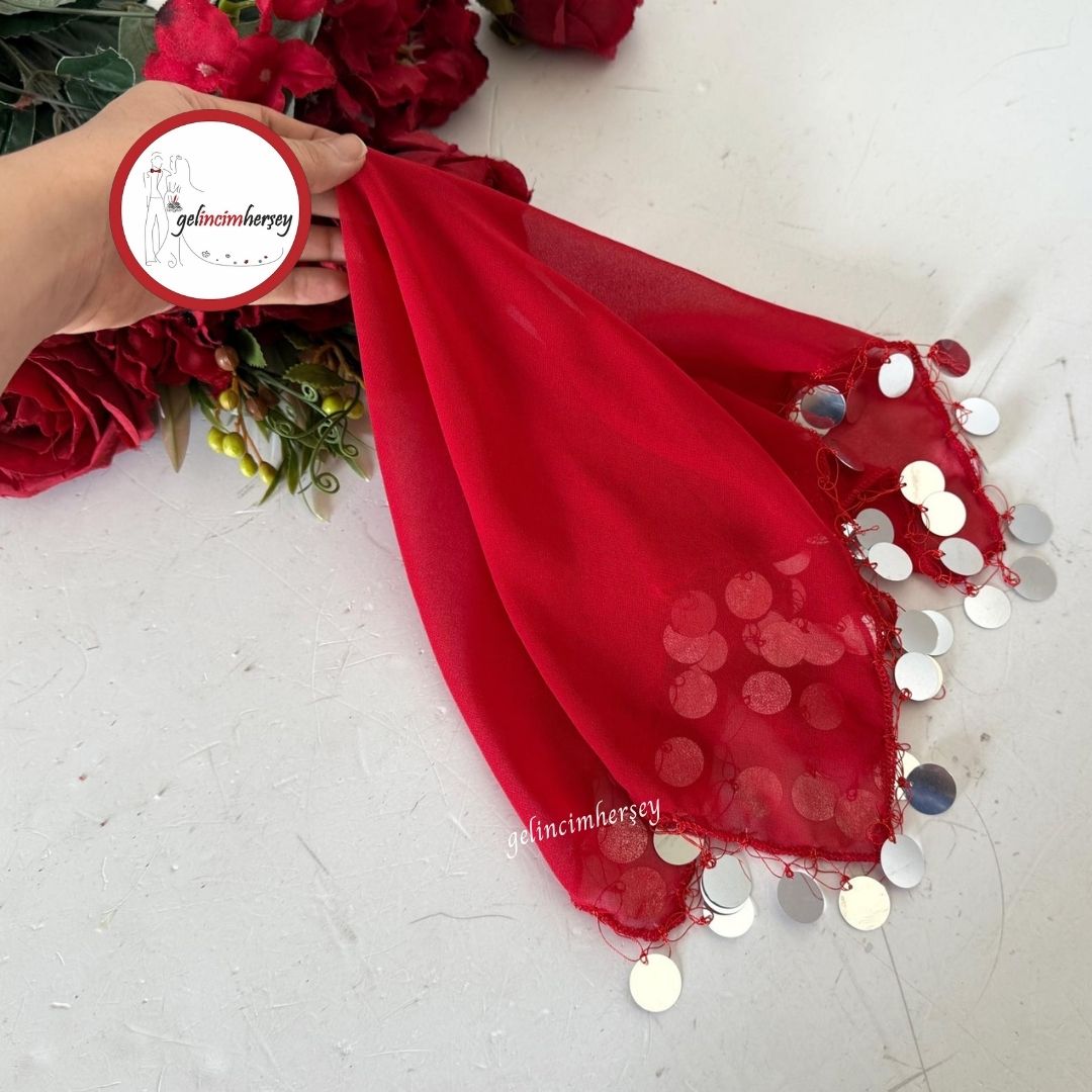 GelincimherşeyBüyükBoyŞifonHalayMendiliKırmızı