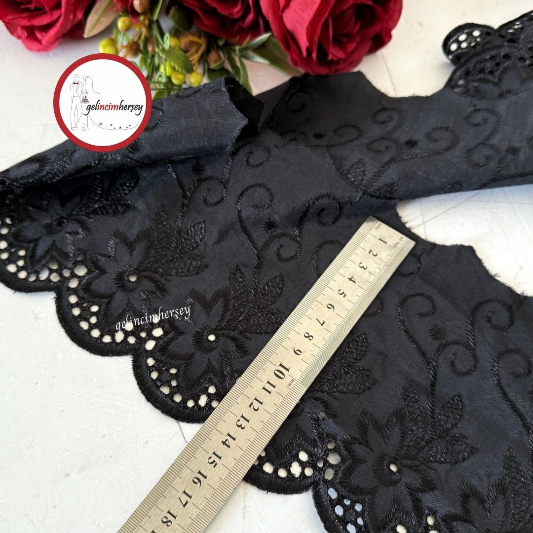 GelincimherşeyÇiçekDesenliGenişUçFistoSiyah