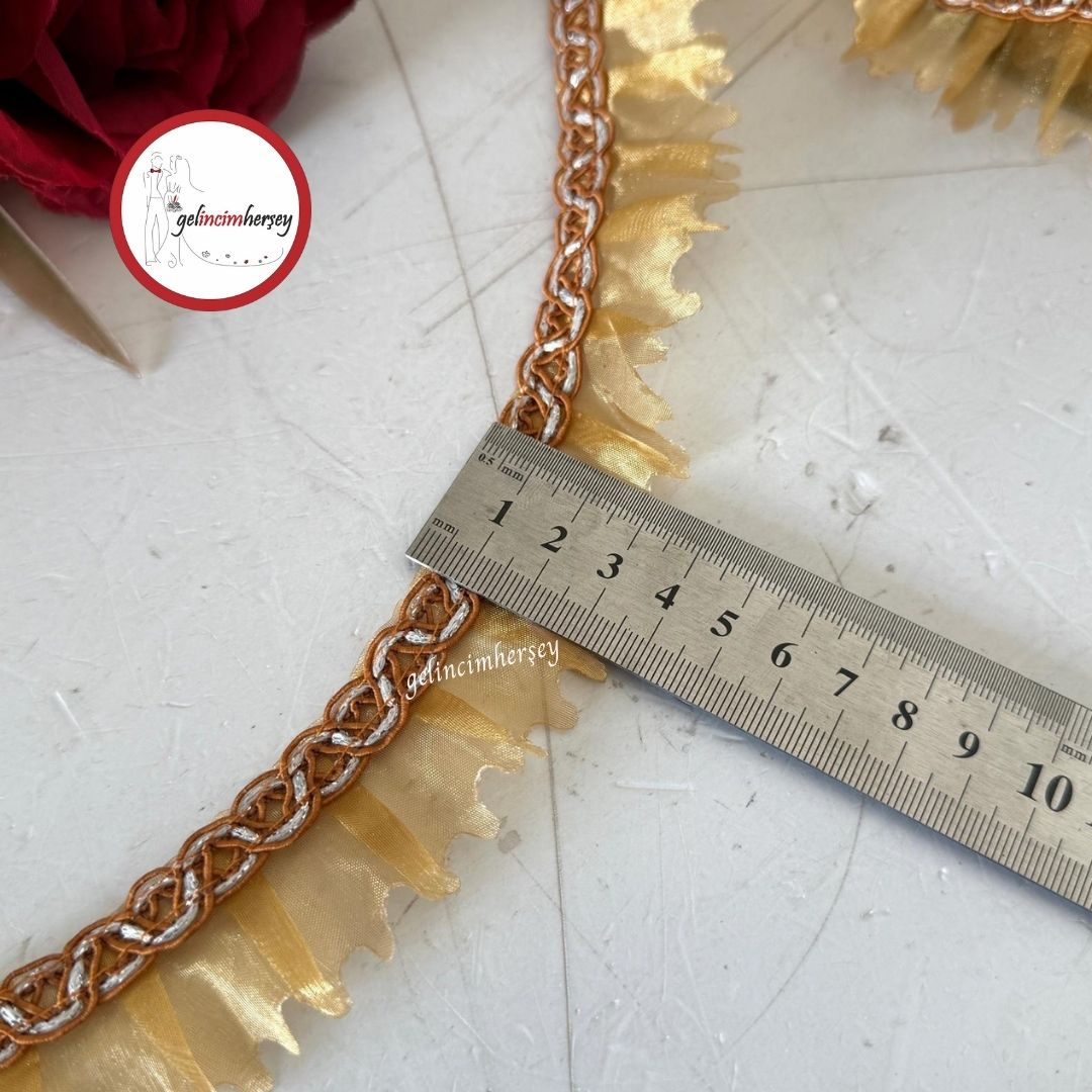 GelincimherşeyDekoratifŞeritTırtıklıFırfırAltın1