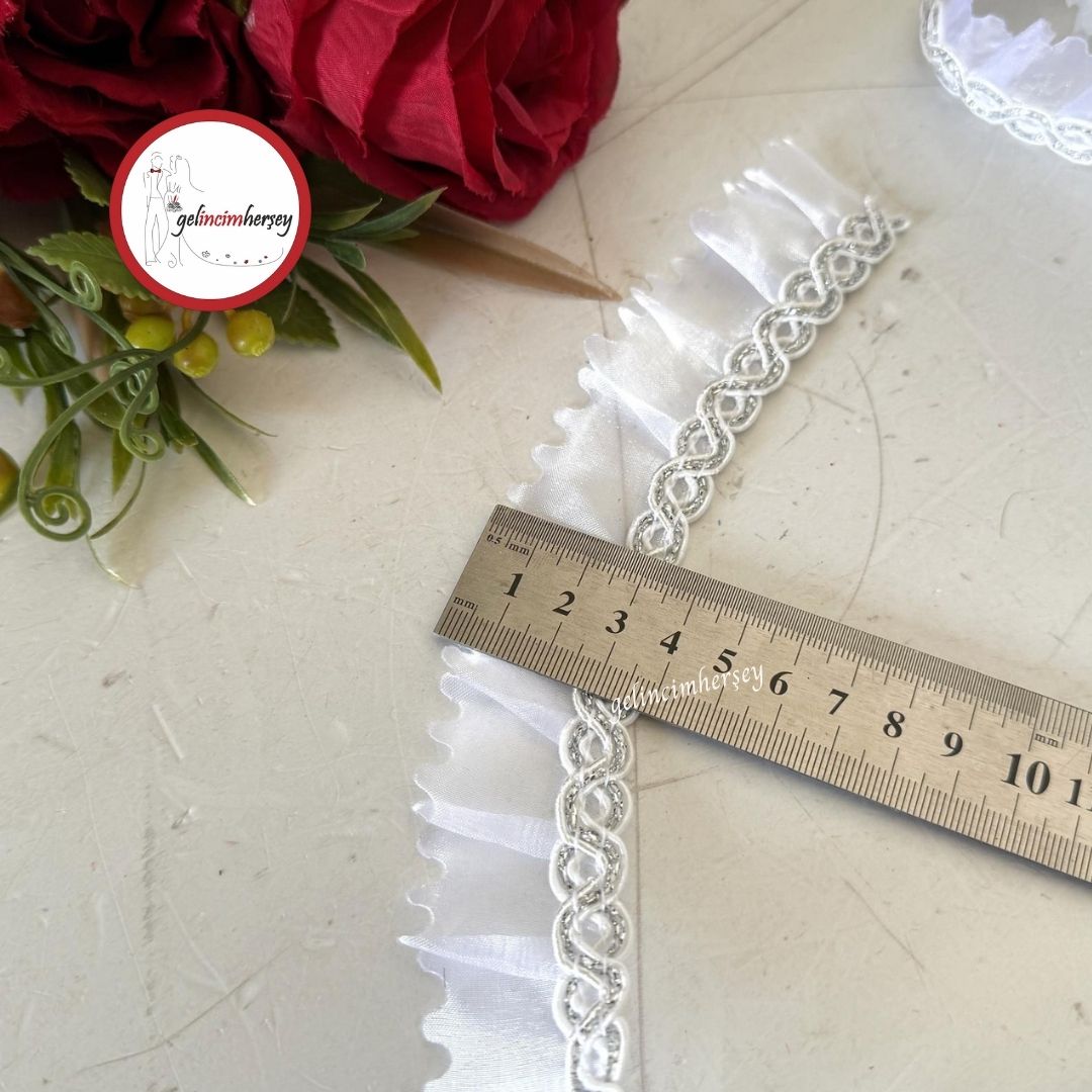 GelincimherşeyDekoratifŞeritTırtıklıFırfırBeyaz