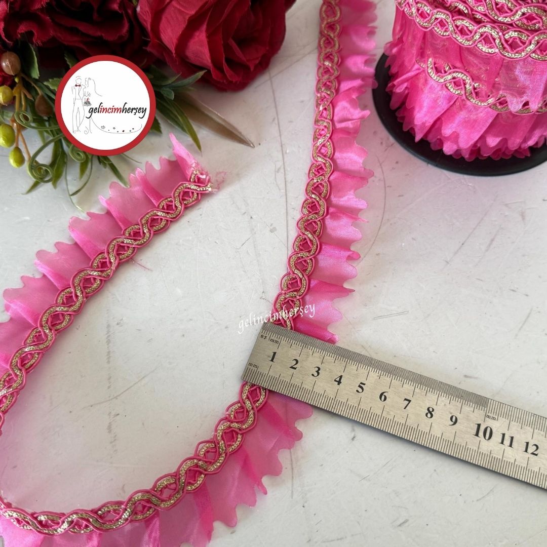 GelincimherşeyDekoratifŞeritTırtıklıFırfırFuşya