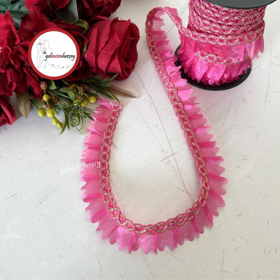 GelincimherşeyDekoratifŞeritTırtıklıFırfırFuşya2