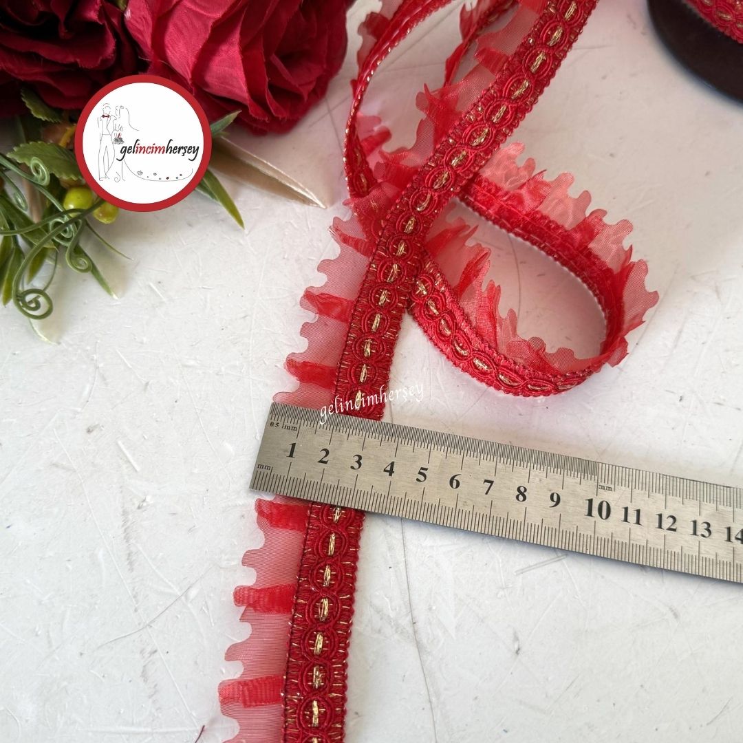 GelincimherşeyDekoratifŞeritTırtıklıFırfırKırmızıGold1